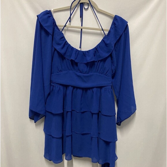 REVOLVE Lovers + Friends Royal Blue Off-Shoulder Vittori Mini Dress Small - Picture 5 of 10